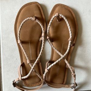 Nude and cream braided sandals